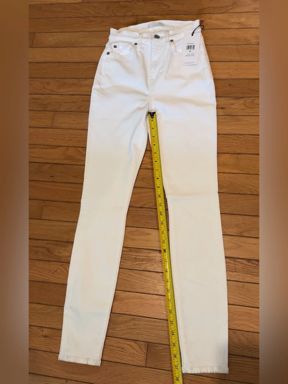 7 For All Mankind White High Waist Ankle Gwenevere, Size 23, NWT - Picture 8 of 10